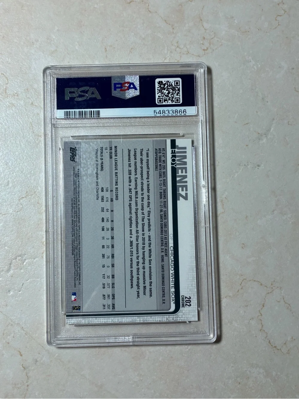 Eloy Jimenez 2019 Topps Chrome Rookie Baseball Card PSA 9